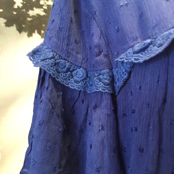 Suzanne Betro NWT 1X Swiss Dot Blue Top Blouse - Picture 2 of 8